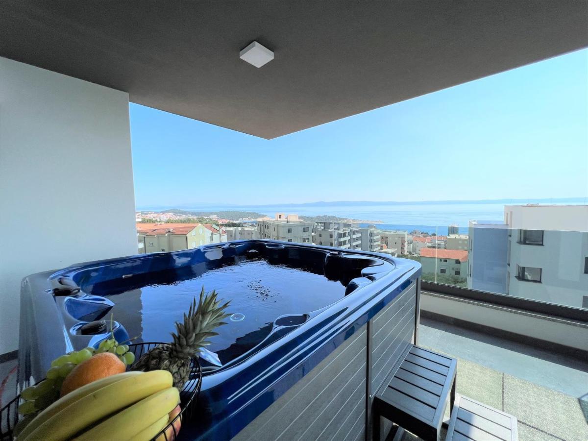 Ferienwohnung Lux Penthouse Panoramic View With Jacuzzi Makarska Exterior foto