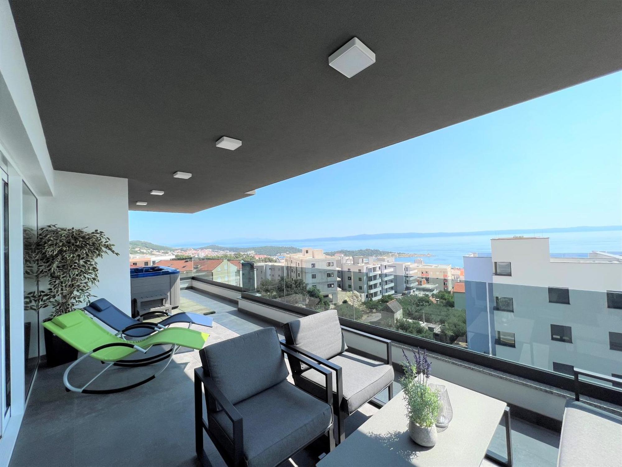 Ferienwohnung Lux Penthouse Panoramic View With Jacuzzi Makarska Exterior foto
