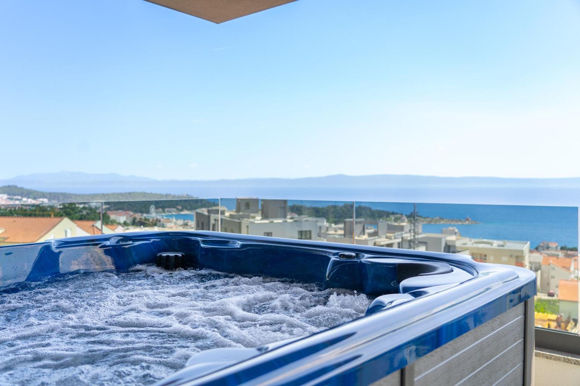 Ferienwohnung Lux Penthouse Panoramic View With Jacuzzi Makarska Exterior foto